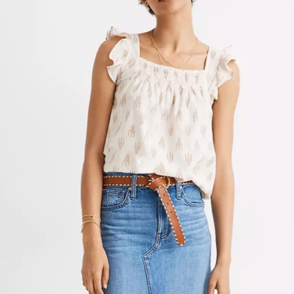 Madewell Smocked Ruffle-Strap Tank Top